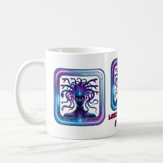 Taza De Café Neon Cyber Medusa - Arte Gorgon futurista