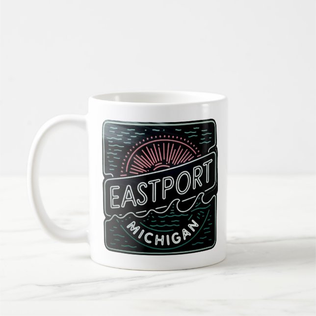 Taza De Café Neon Eastport Michigan (Izquierda)