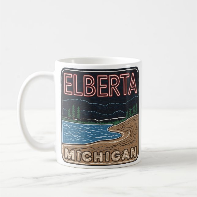 Taza De Café Neon Elberta Michigan (Izquierda)