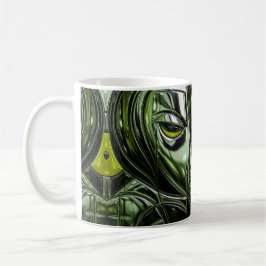 Taza De Café Neon Emerald Metal Face