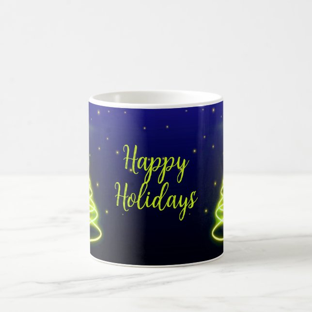 Taza De Café Neon Festive Trees Mug (Centro)