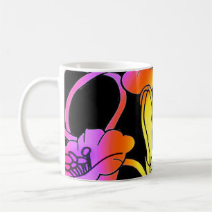 Taza De Café Neon Flowers