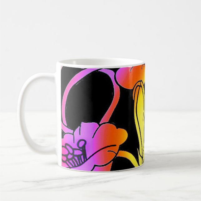 Taza De Café Neon Flowers (Izquierda)