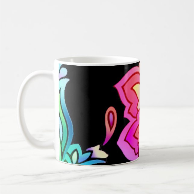 Taza De Café Neon Flowers (Izquierda)