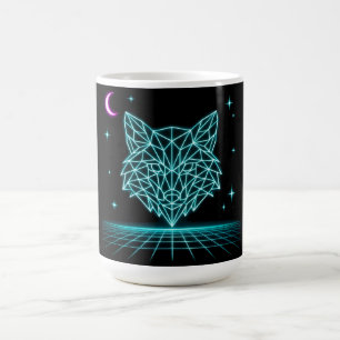 Taza De Café Neon Fox Synthwave - Cazador Eléctrico Retro
