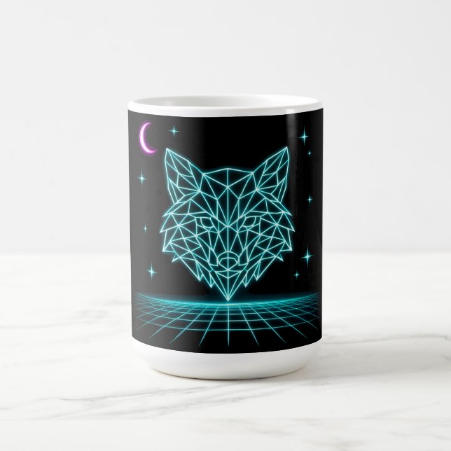 Taza De Café Neon Fox Synthwave - Cazador Eléctrico Retro (Centro)