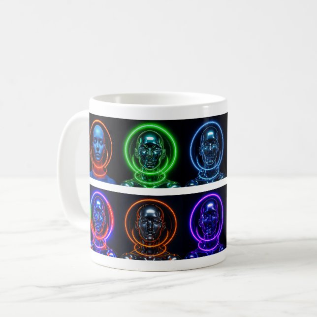 Taza De Café Neon Futuristic Robot (Anverso izquierdo)