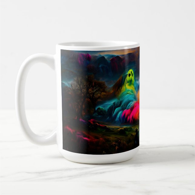 Taza De Café Neon Ghosts en un entorno de fantasía (Izquierda)