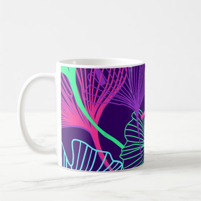 Taza De Café Neon Gingko Sale: Floral brillante. (Izquierda)