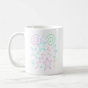 Taza De Café Neon Glow Stars & Swirls Pattern