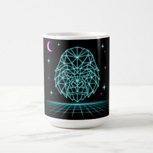 Taza De Café Neon Gorilla Synthwave - Bestia de Poder Retro