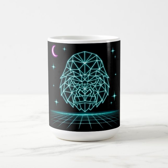 Taza De Café Neon Gorilla Synthwave - Bestia de Poder Retro (Centro)