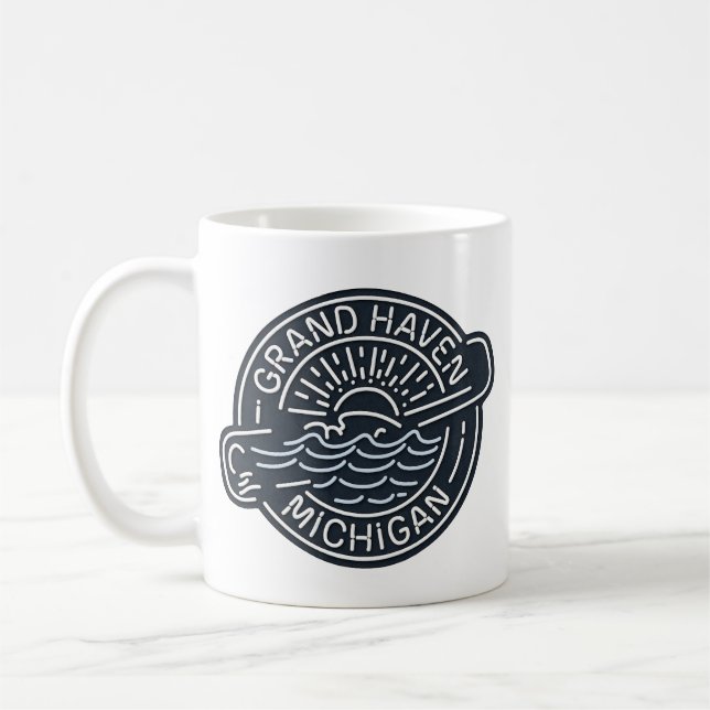 Taza De Café Neon Grand Haven Michigan (Izquierda)