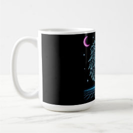 Taza De Café Neon Lion Synthwave - Rey Predator Retro