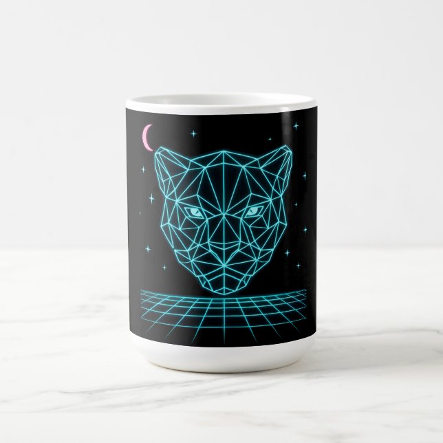 Taza De Café Neon Panther - Synthwave Oscuro Eléctrico (Centro)