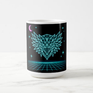Taza De Café Neon Phoenix Synthwave - Fuego Retro Ascendente