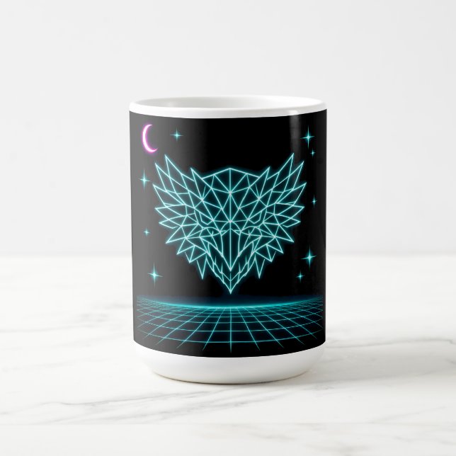 Taza De Café Neon Phoenix Synthwave - Fuego Retro Ascendente (Centro)