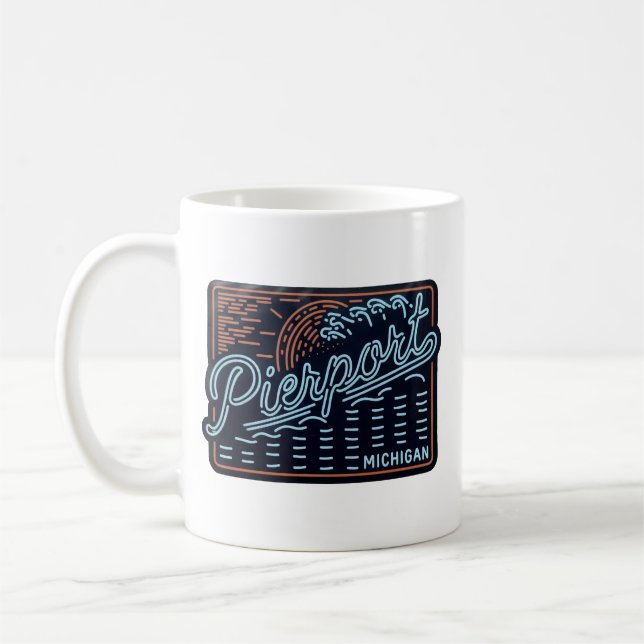 Taza De Café Neon Pierport Michigan (Izquierda)