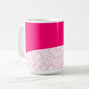 Taza De Café Neon Pink & White Geometric Coffee Mug - Personali