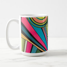Taza De Café Neon Pop Art Deco: Electric Geometric Radio Waves