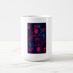 Taza De Café Neon Queen of Hearts — Synthwave retro-futurista