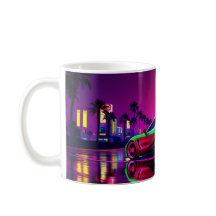Neon Racer Mug - Auto deportivo retro-futurista de