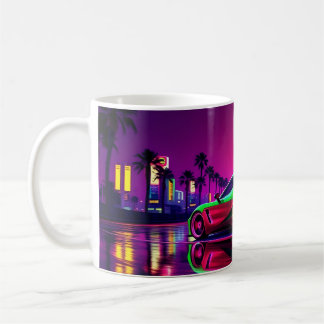 Taza De Café Neon Racer Mug - Auto deportivo retro-futurista de
