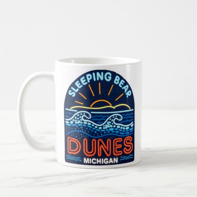 Taza De Café Neon Sleeping Bear Dunes Michigan (Izquierda)