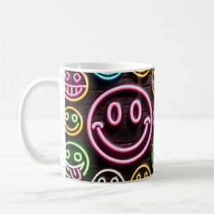 Taza De Café Neon Smiles & Sips Diseño de moda Café Mug