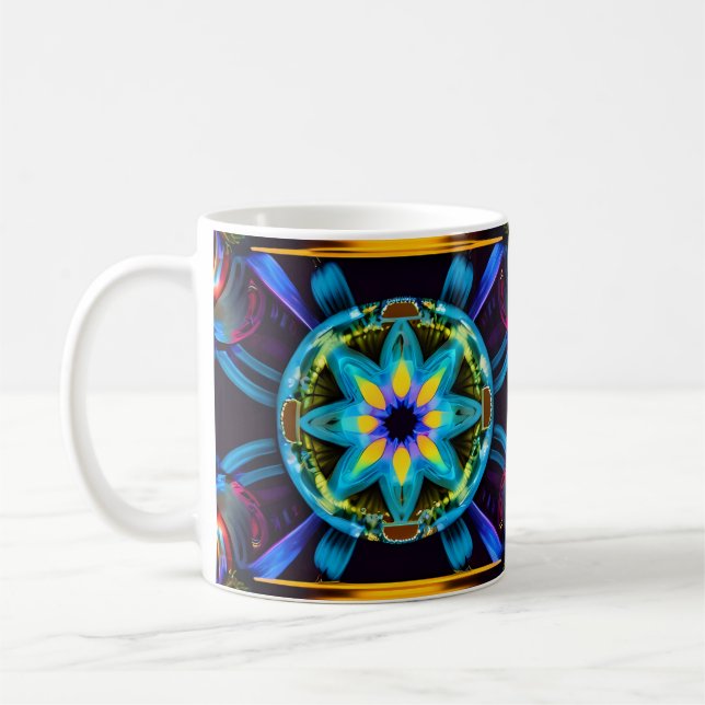 Taza De Café Neon Starburst Kaleidoscope (Izquierda)