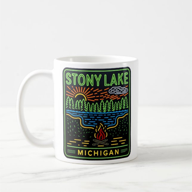 Taza De Café Neon Stoney Lake Michigan (Izquierda)