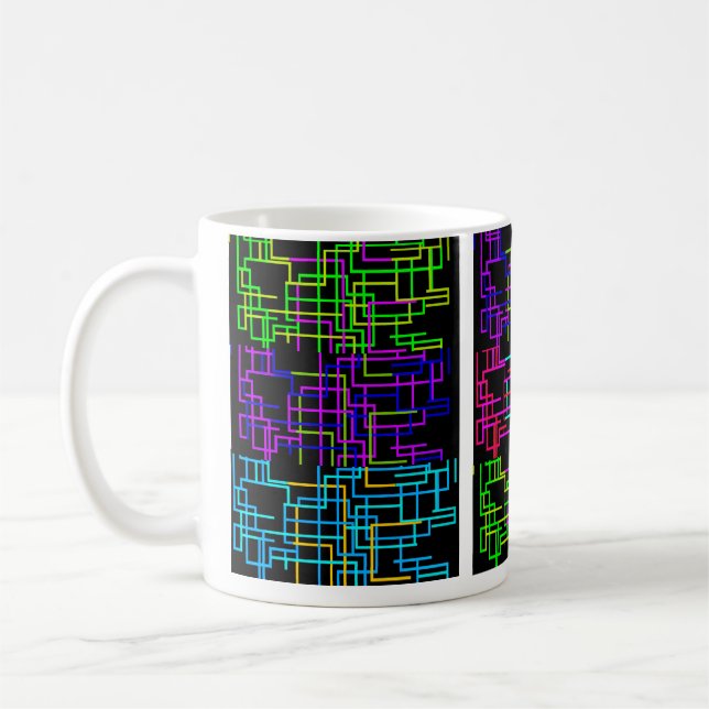 Taza De Café Neon Tech Pattern (Izquierda)