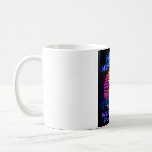 Taza De Café Neon Tiger Happy New Year - Retro 80s Motivational (Izquierda)