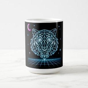 Taza De Café Neon Tiger Synthwave – Electric Striker Retro