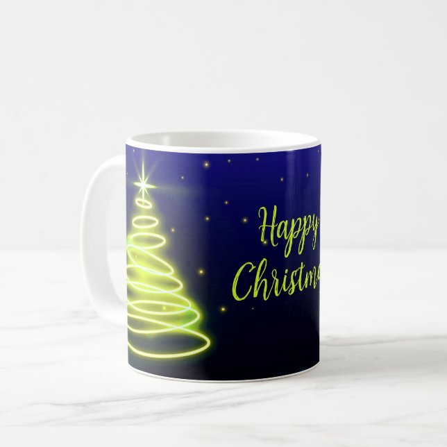 Taza De Café Neon Tree Happy Christmas Tree Mug (Anverso izquierdo)