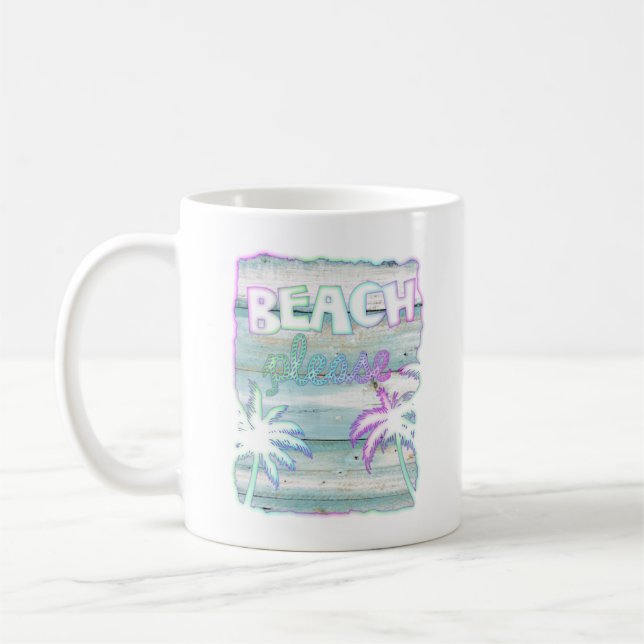 Taza De Café Neon Tropical Beach Vacation Palm Trees (Izquierda)