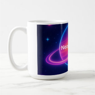 Taza De Café Neon Vintage Planet con Anillo   Nubes cósmicas