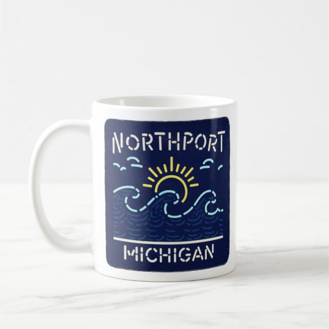 Taza De Café Neon Wave Northport Michigan (Izquierda)