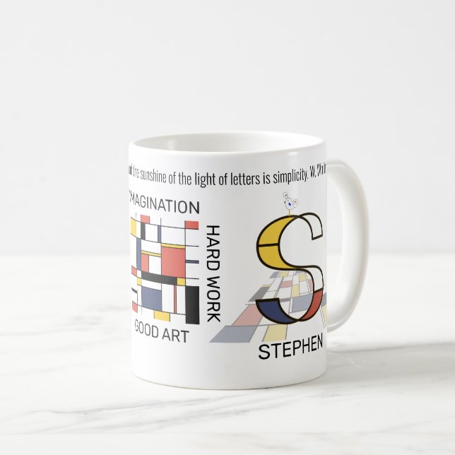 Taza De Café Neoplasticism Art Stylish Monogram. Letter S (Anverso derecho)