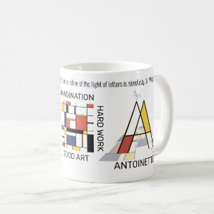 Taza De Café Neoplasticismo Monograma Art Elegante. Letra A