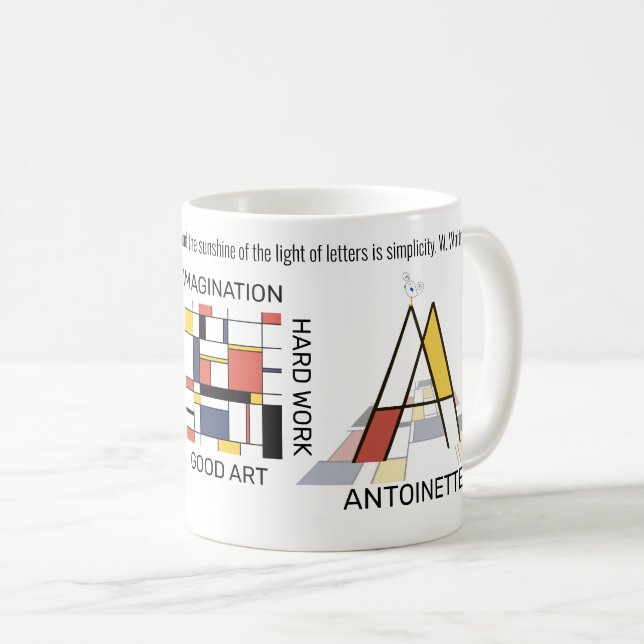 Taza De Café Neoplasticismo Monograma Art Elegante. Letra A (Anverso derecho)