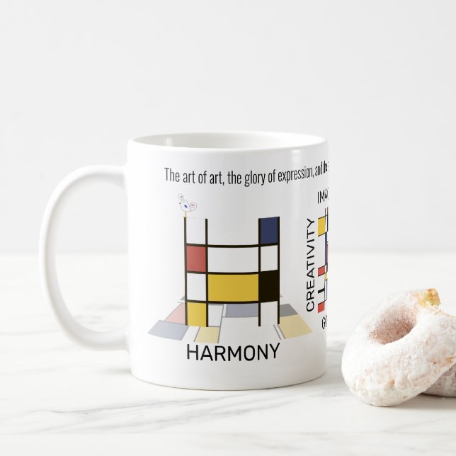 Taza De Café Neoplasticismo Monograma Art Elegante. Letra H (Con donut)