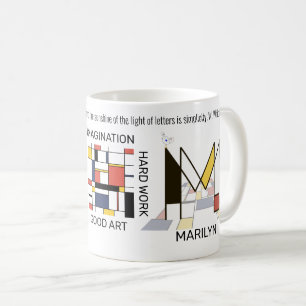 Taza De Café Neoplasticismo Monograma Art Elegante. Letra M