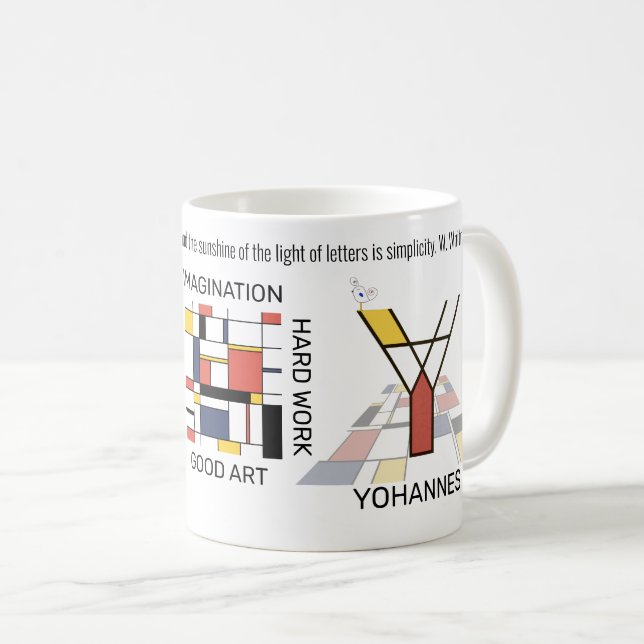Taza De Café Neoplasticismo Monograma Art Elegante. Letra Y (Anverso derecho)
