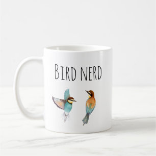 Taza De Café nerd de ave acuarela