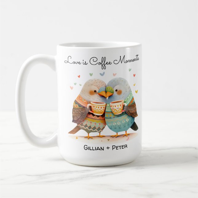 Taza De Café Nestle in Love Romantic Cute Birds Personalizado C (Izquierda)