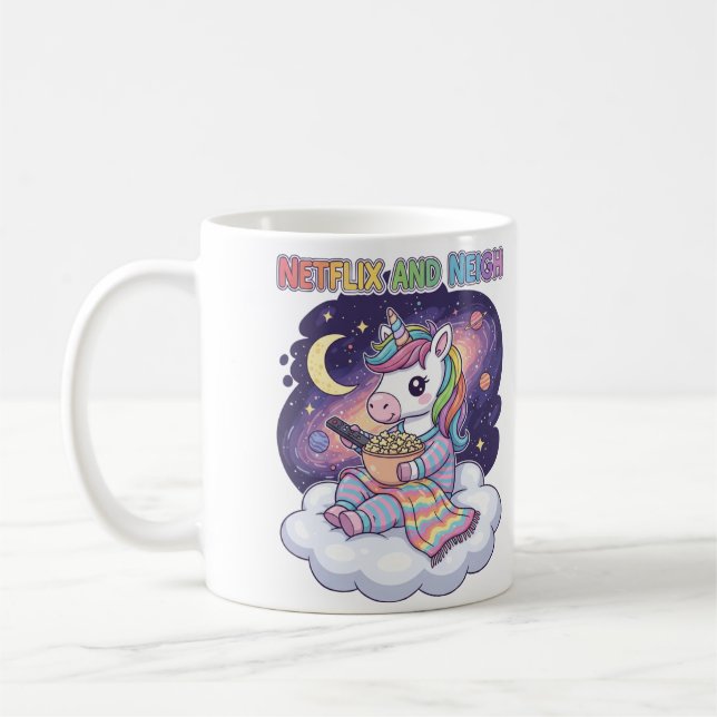 Taza De Café Netflix y Personalizado de Neigh Unicorn (Izquierda)