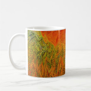 Taza De Café "Neural Firestorm" Resumen Naranja amarillo