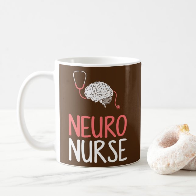 Taza De Café Neuro Nurse neurología neurociencia cerebral  (Con donut)