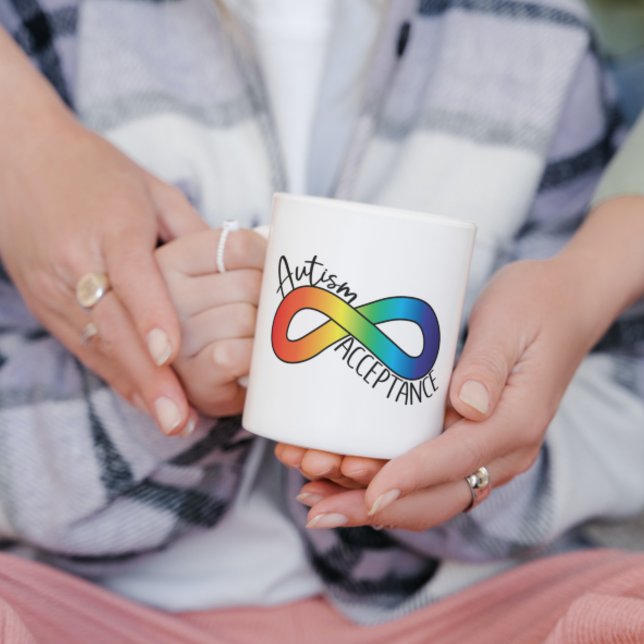 Taza De Café Neurodiversity Autism Acceptance Rainbow Button (Subido por el creador)